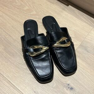 Zara black mules loafers